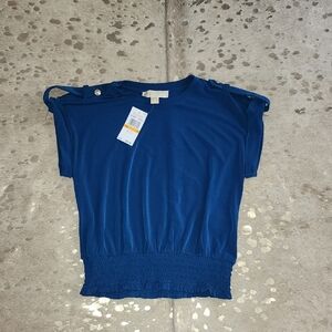 MICHAEL Michael Kors Blue Boxy Ribbed Blouse